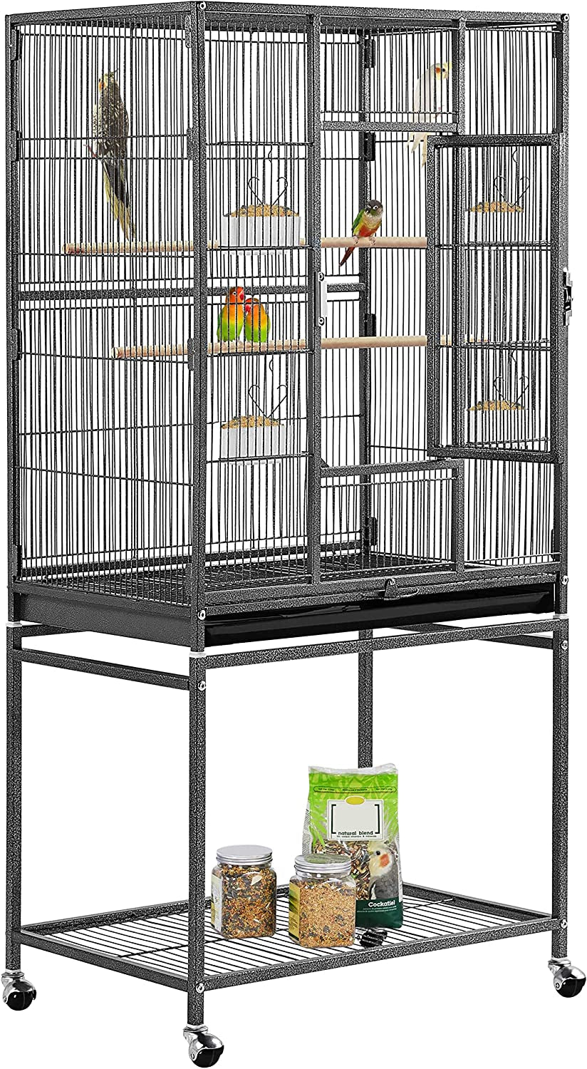 Yaheetech 54-Inch Wrought Iron Standing Large Parrot Parakeet Flight Bird Cage for Small Parrot Sun Parakeet Green Cheek Conure Lovebird Budgie Finch Canary Bird Cage with Stand