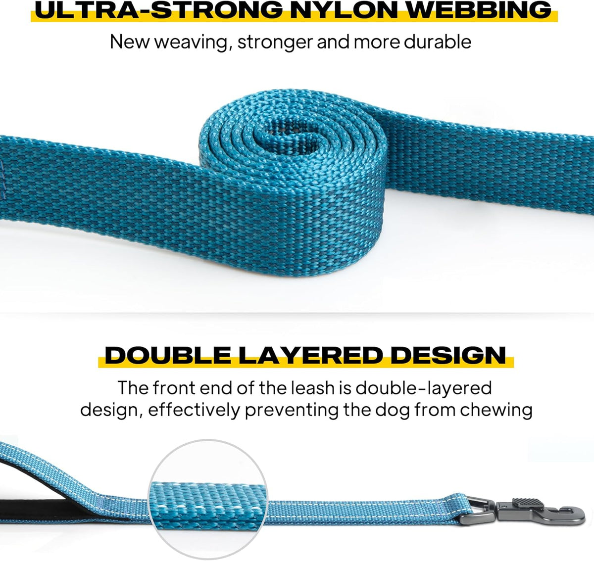 Padded Reflective Dog Leash – 5ft