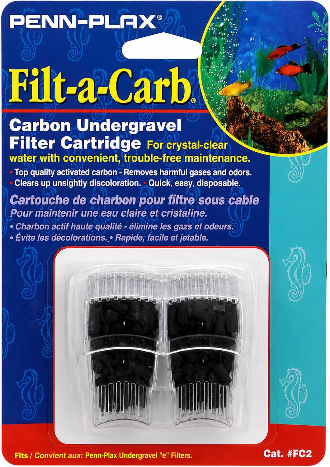 Replacement Media (2 Pack) – Fits Multi-Pore and Undergravel “E” Filters – Provides Chemical Filtration (FC2)