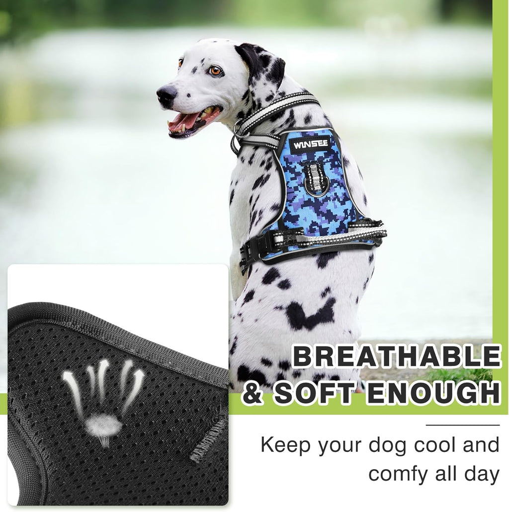 No Pull Dog Harness with Collar – Adjustable Reflective Oxford Vest with Front & Back Leash Clips, Control Handle for Small, Medium & Large Dogs