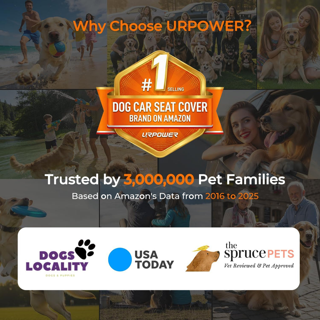 Dog Car Seat Cover for Back Seat, Waterproof Car Seat Protector | Non-Slip, Scratch-Resistant, Machine-Washable Rear Bench Seat Cover