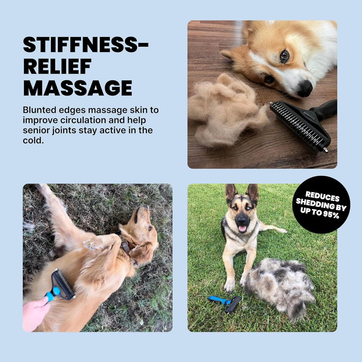 2-in-1 Deshedding Dog Brush