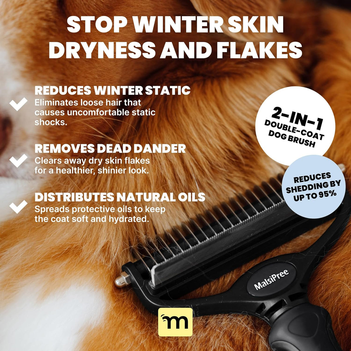 2-in-1 Deshedding Dog Brush