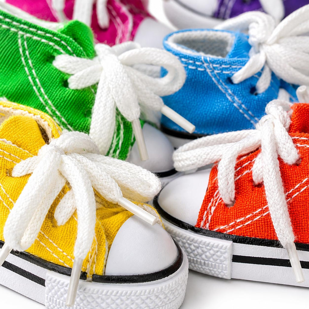 6 Mini Sneakers Colorful Cotton Shredding Parrot Parrotlet Budgie Finch Cockatoo | Fill with Treats or Shredding Material for Engaging Foraging and Interactive Foot Play